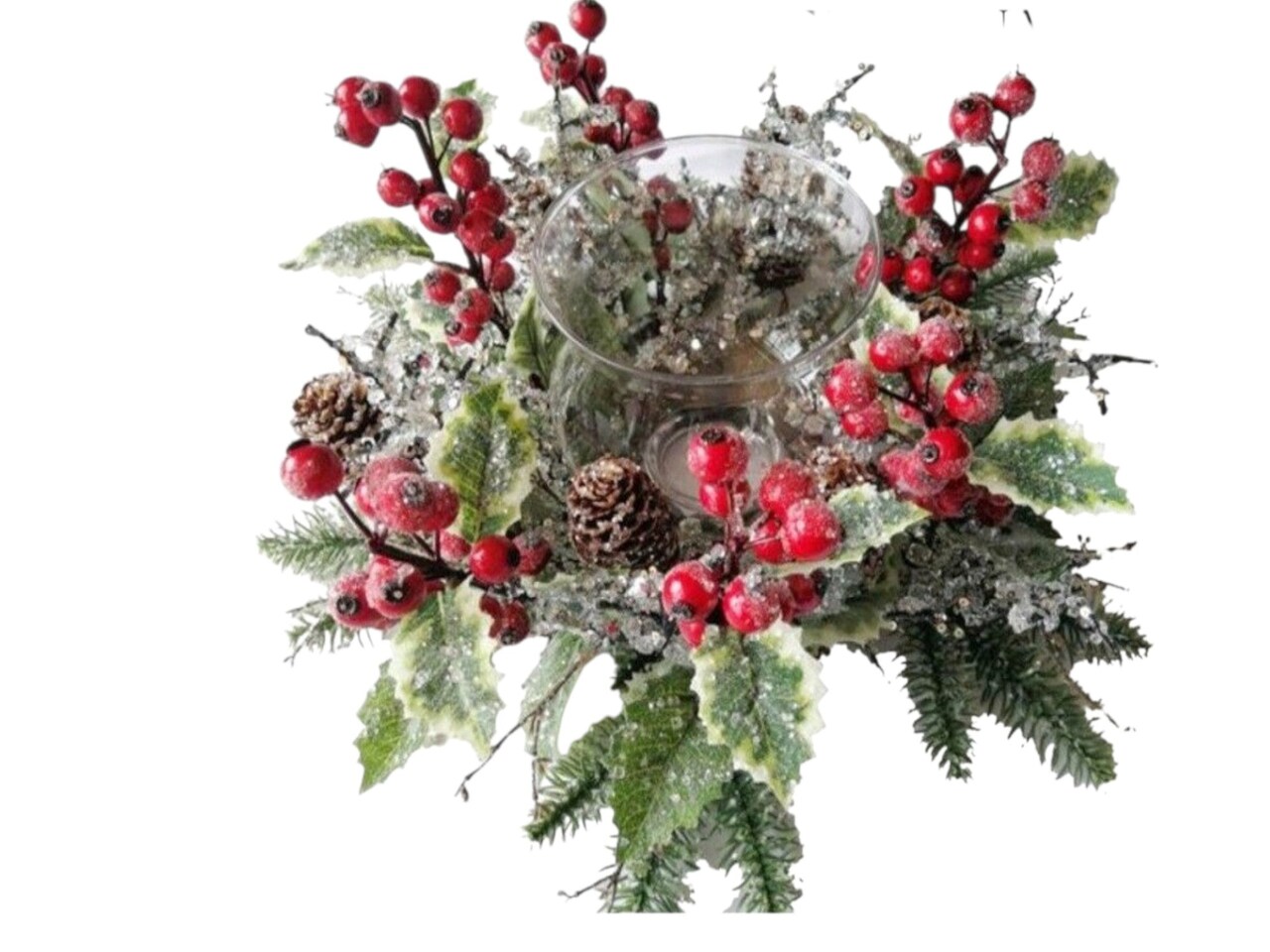 12" Glass Hurricane Candle Holder with Ring – Elegant Christmas Home Décor Accessory